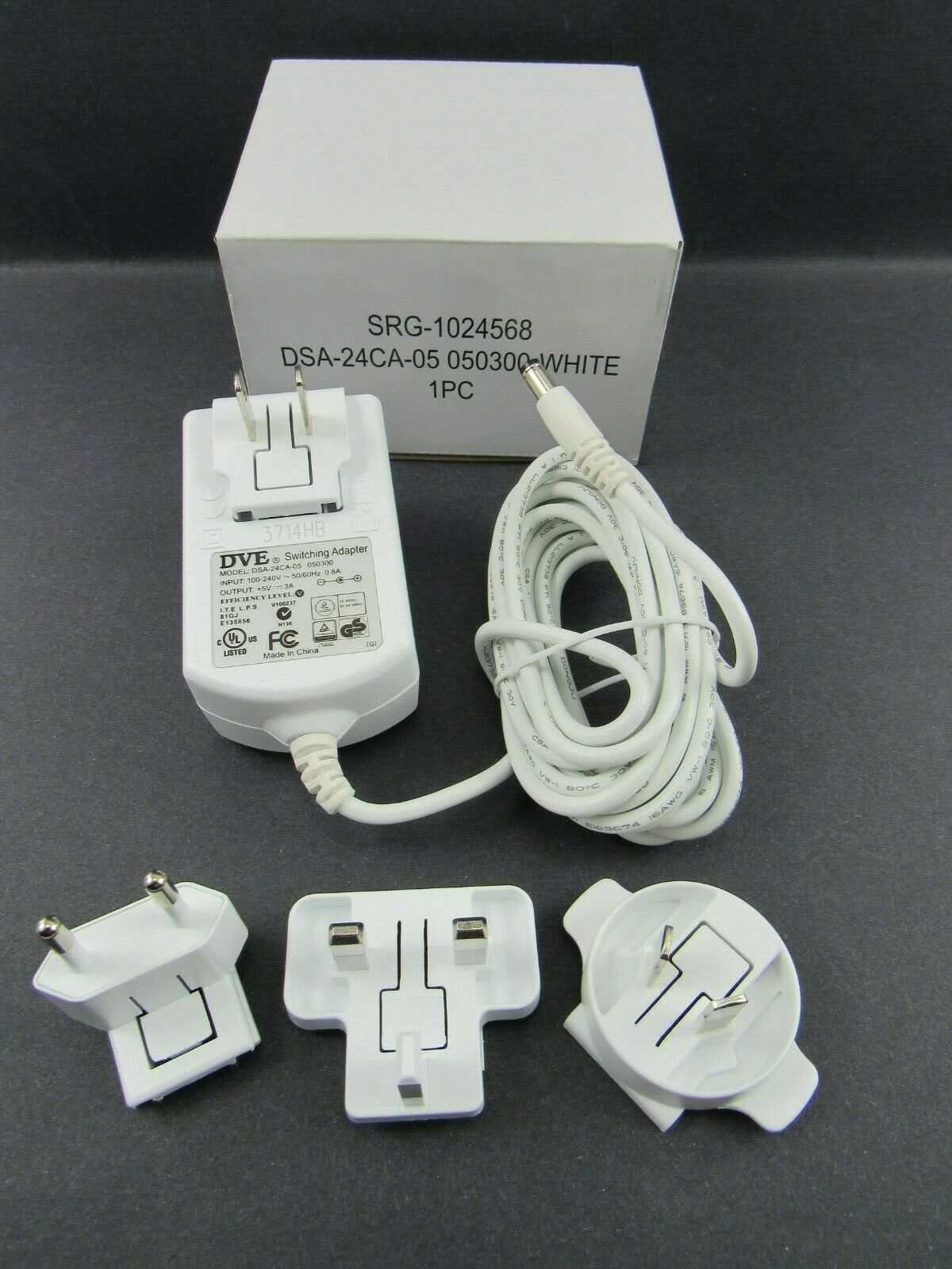 DVE Switching Adapter Model DSA-24CA-05 050300 5V 3A Power AC Adapter Charger Country/Region of Man